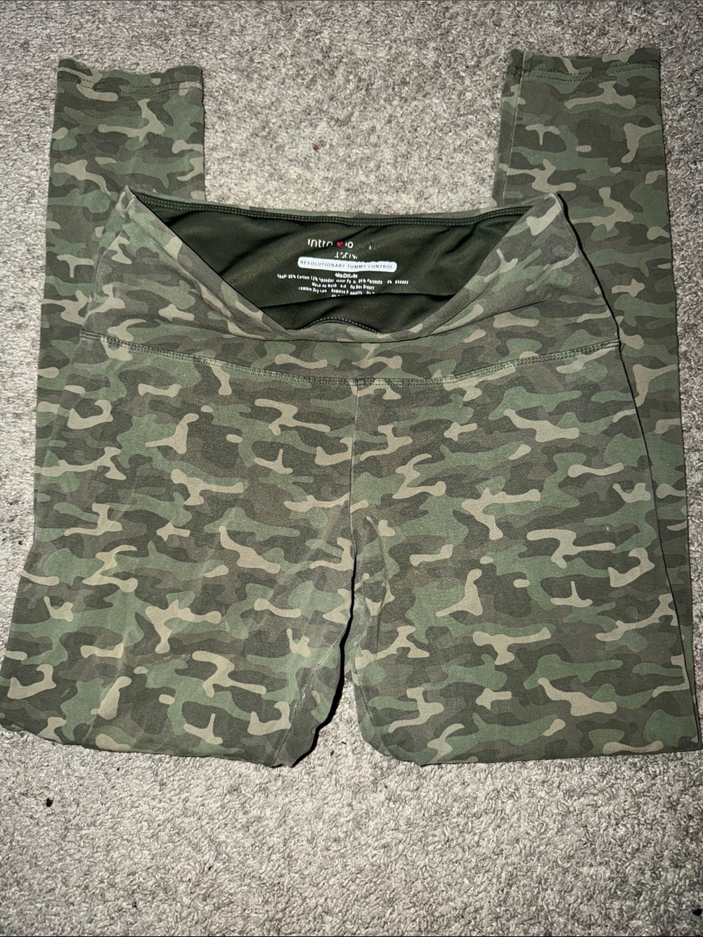 Camo Tummy Control Leggings in Olive Green
